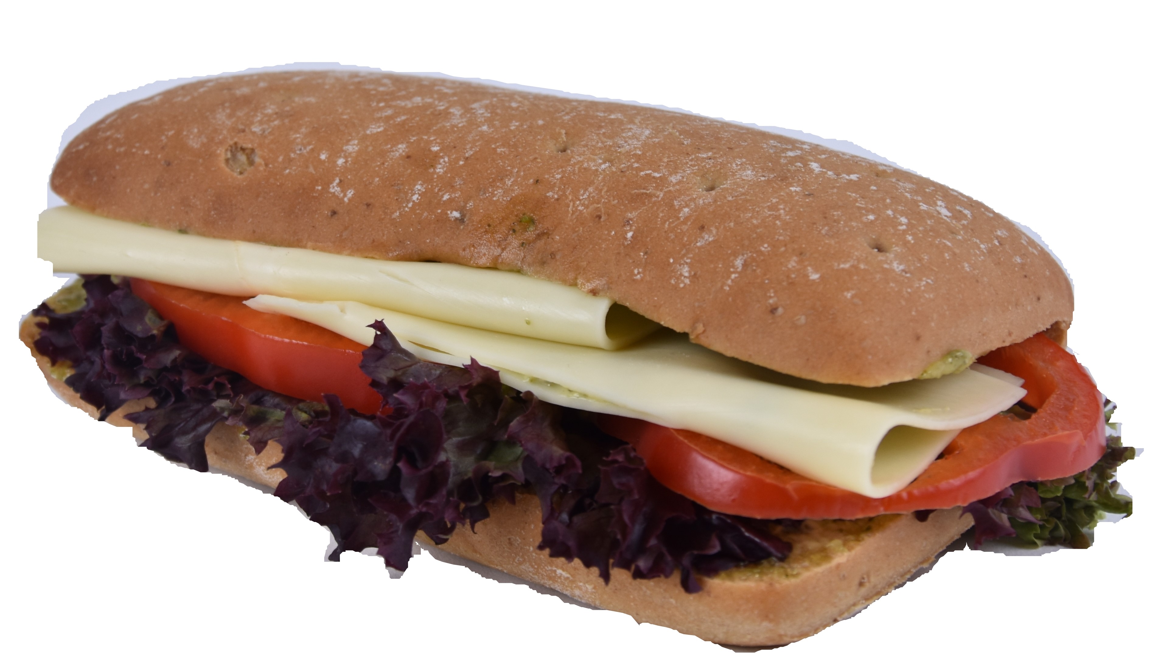 Råg Panini med pestoröra & skivad ost